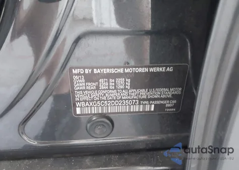 2013 BMW 528I from USA, damaged, VIN WBAXG5C52DD235073